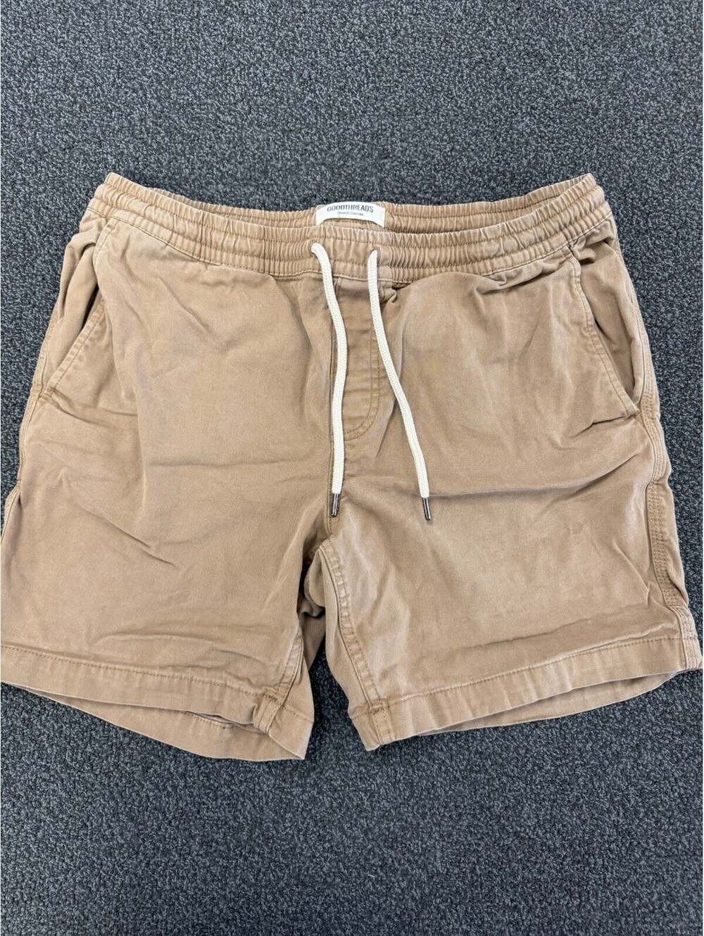 Goodthreads Shorts Mens Medium Brown Stretch Canvas Elastic Waist Drawstring
